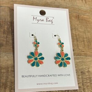 Myra Bag Teal and Coral Floral Earrings